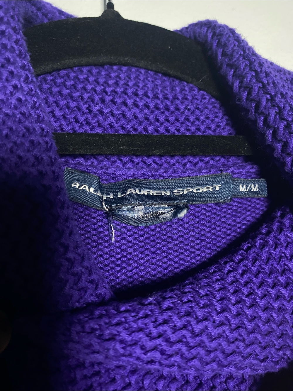 Vintage Ralph Lauren Sport Preppy Sweater Women Medium Purple Knit Y2K Pullover - Picture 5 of 10